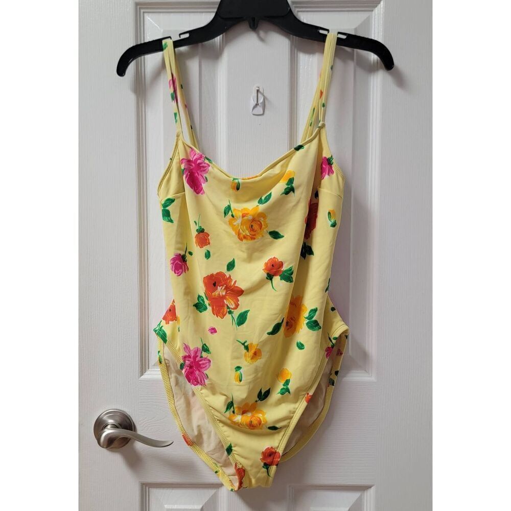 90's La Blanca Floral Yellow Onepiece Swimsuit 12